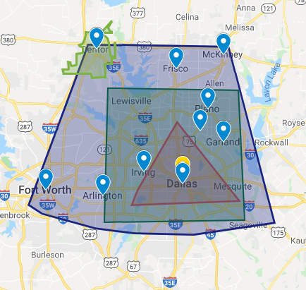 Arlington Painters - Denton service area map