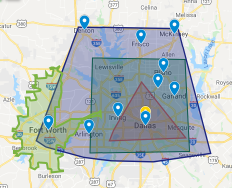 Fort Worth Painters - Fort Worth Service Area custom map