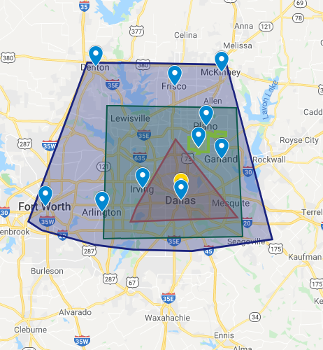 Dallas Paints - Richardson map