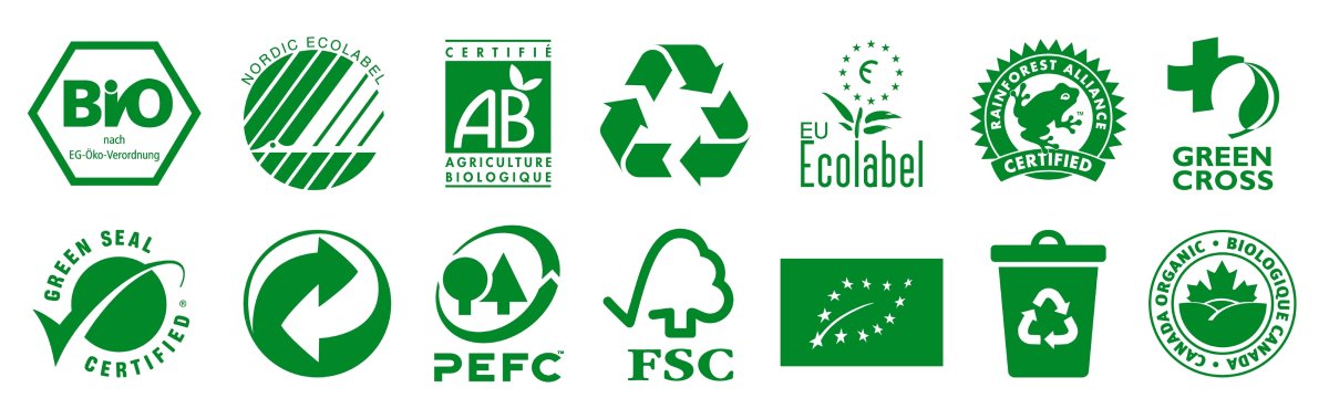 Eco-certified company logos